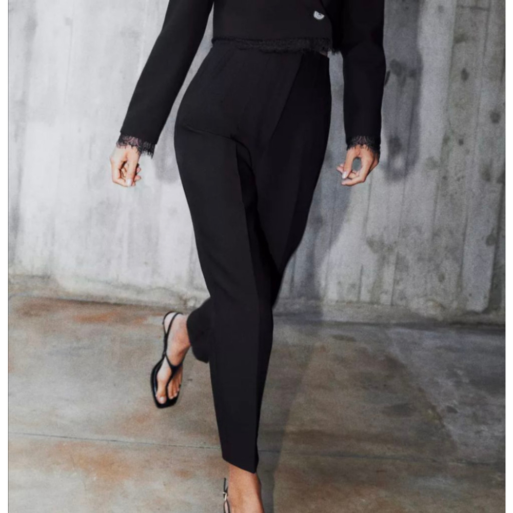 Zara Black Tailored High-Waist Trousers